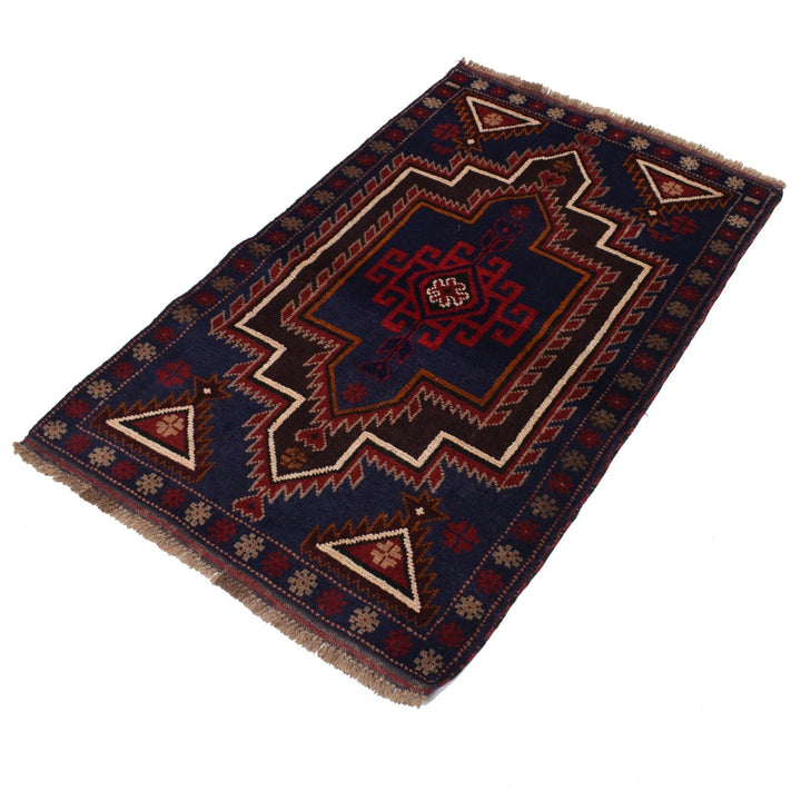 Afghan Baluchi Rug 2' 7" x 4' 2" Hand-Knotted | No. AL67644