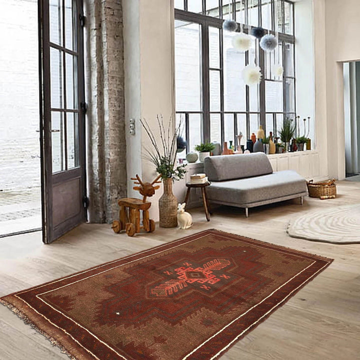 Brown Pakistani Overdye Rug 3' 1" x 4' 8" Hand-Knotted | No. AL67661