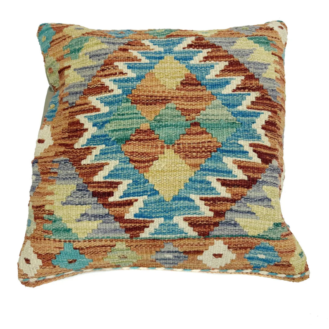 Afghan Kilim Cushion Cover 1' 5" x 1' 5" Flat-Weave | No. AL676754
