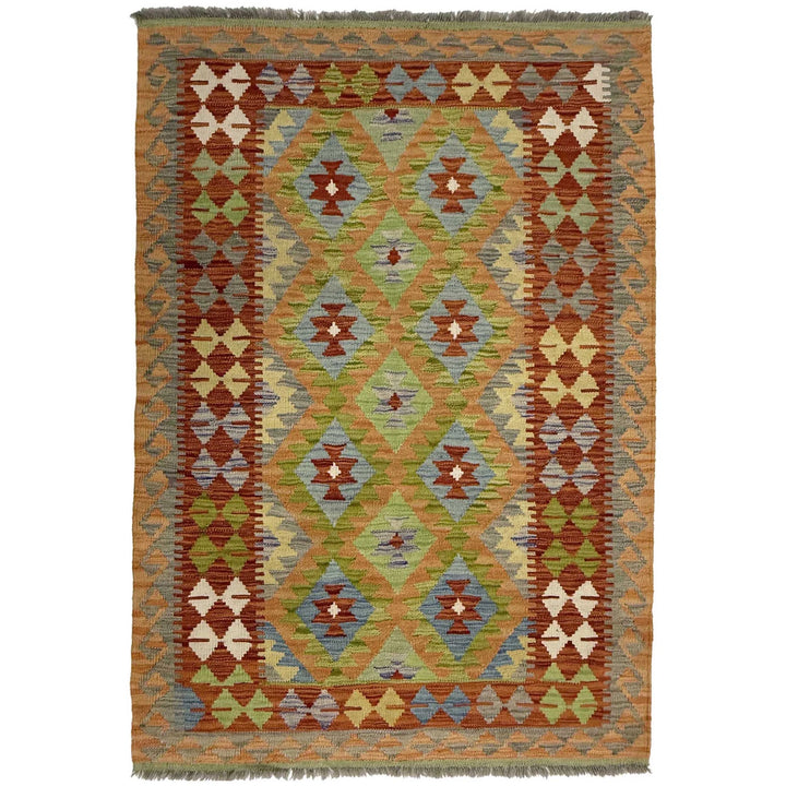 Afghan Vegetable Kilim Rug 3'6" x 5'3" Flat-Weave | No. AL67733