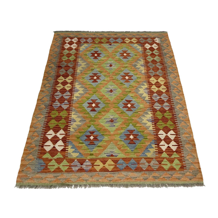 Afghan Vegetable Kilim Rug 3'6" x 5'3" Flat-Weave | No. AL67733