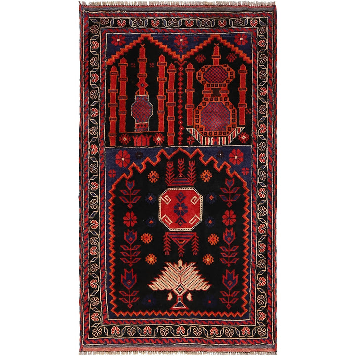 Afghan Prayer Rug 3' 0" x 5' 0" Hand-Knotted | No. AL67811