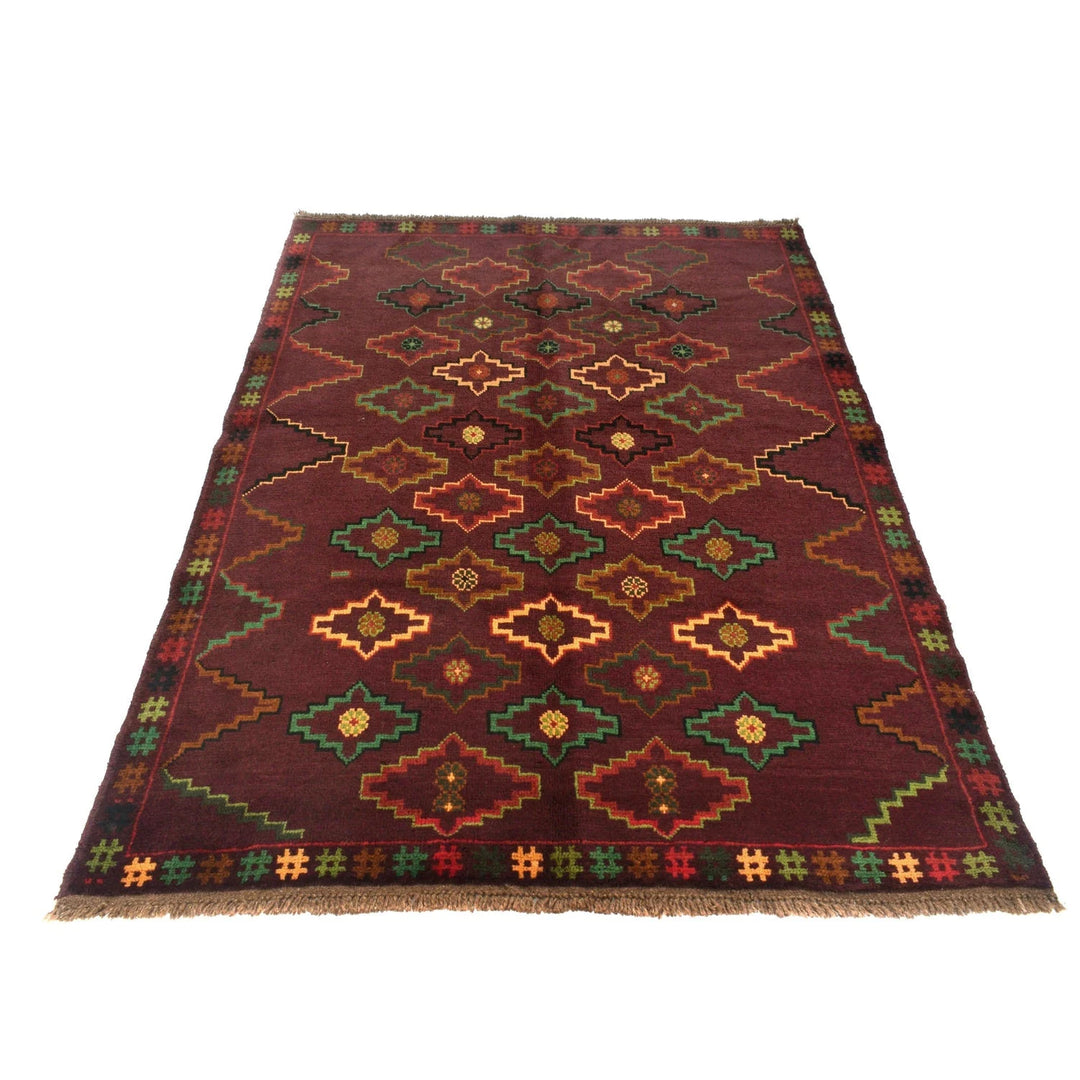 Afghan Baluchi Rug 4' 4" x 6' 2" Hand-Knotted | No. AL68002
