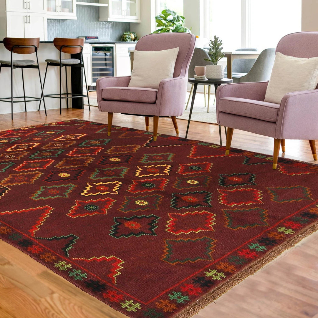 Afghan Baluchi Rug 4' 4" x 6' 2" Hand-Knotted | No. AL68002