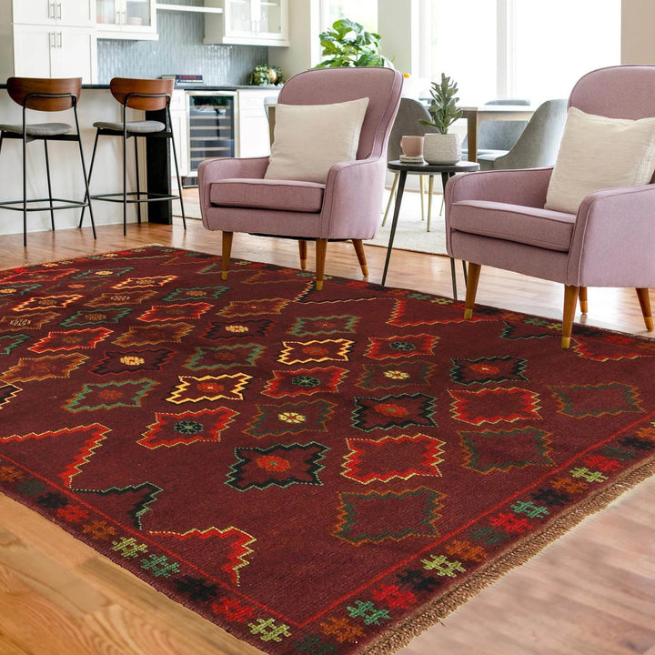 Afghan Baluchi Rug 4' 4" x 6' 2" Hand-Knotted | No. AL68002