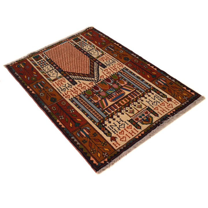 Afghan Prayer Rug 2' 9" x 3' 11" Hand-Knotted | No. AL68003