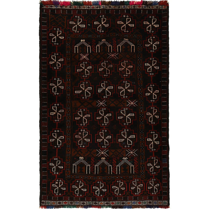 Afghan Baluchi Rug 4' 2" x 6' 7" Hand-Knotted | No. AL68013