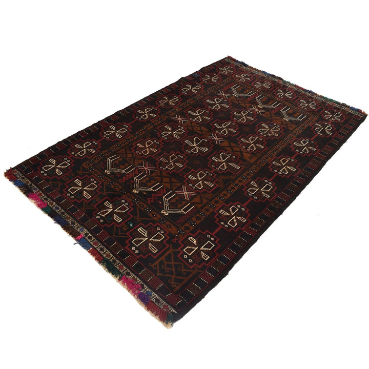 Afghan Baluchi Rug 4' 2" x 6' 7" Hand-Knotted | No. AL68013