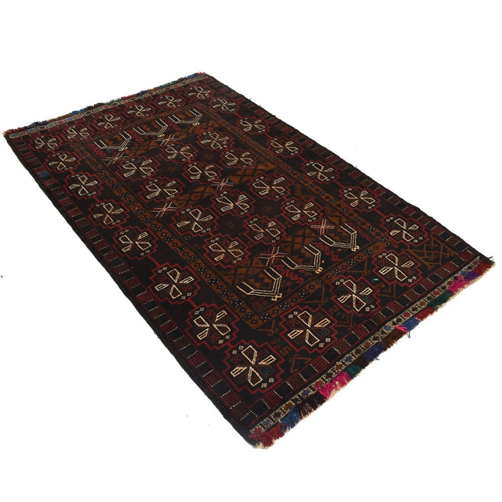 Afghan Baluchi Rug 4' 2" x 6' 7" Hand-Knotted | No. AL68013