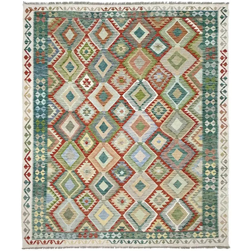 Afghan Vegetable Kilim Rug 8' 1" x 10' 0" Flat-Weave | No. AL68050