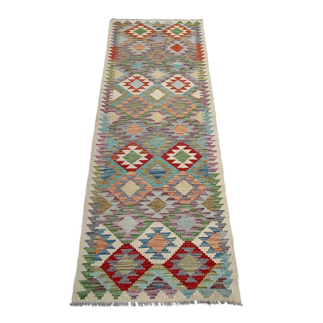 Afghan Vegetable Kilim Rug 2' 7" x 9' 8" Flat-Weave | No. AL681389