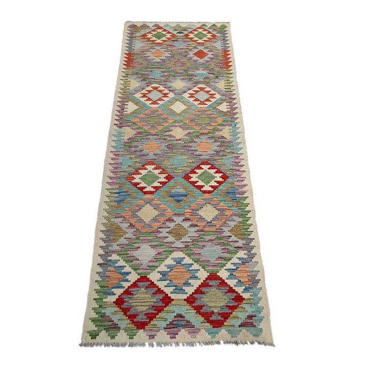 Afghan Vegetable Kilim Rug 2' 7" x 9' 8" Flat-Weave | No. AL681389