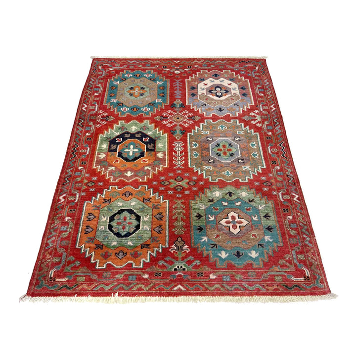 Red Afghan Waziri Rug 2' 9" x 4' 0" Hand-Knotted | No. AL68147