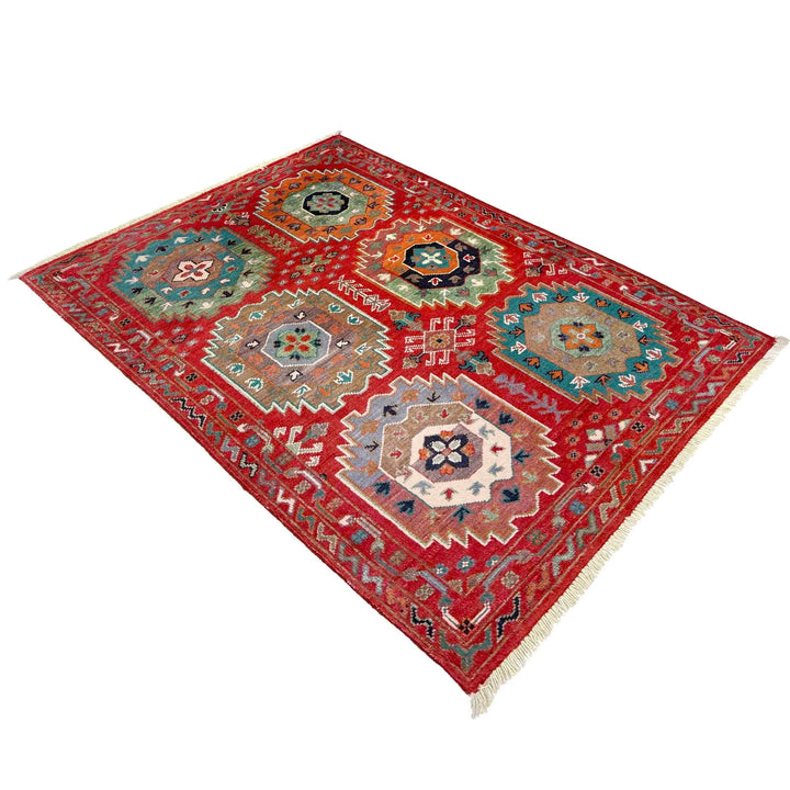 Red Afghan Waziri Rug 2' 9" x 4' 0" Hand-Knotted | No. AL68147