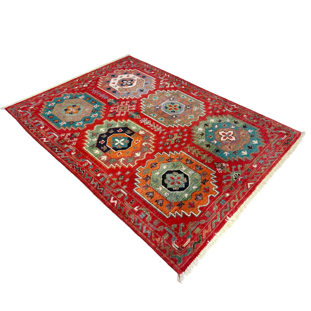 Red Afghan Waziri Rug 2' 9" x 4' 0" Hand-Knotted | No. AL68147