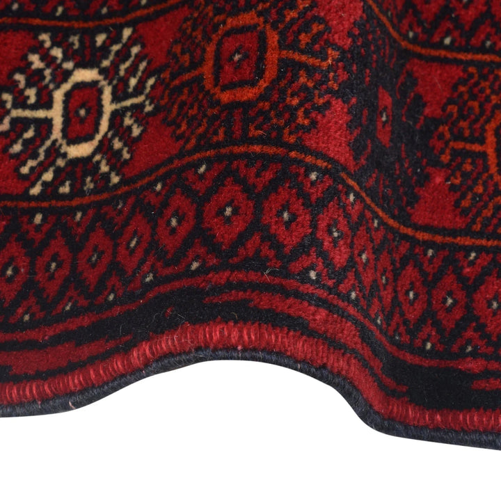 Red Afghan Bokhara Rug 2' 9" x 5' 5" Hand-Knotted | No. AL68202