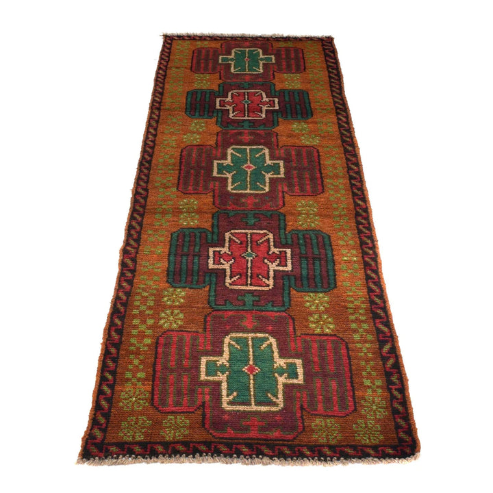 Orange Afghan Baluchi Rug 2' 2" x 6' 7" Hand-Knotted | No. AL68260