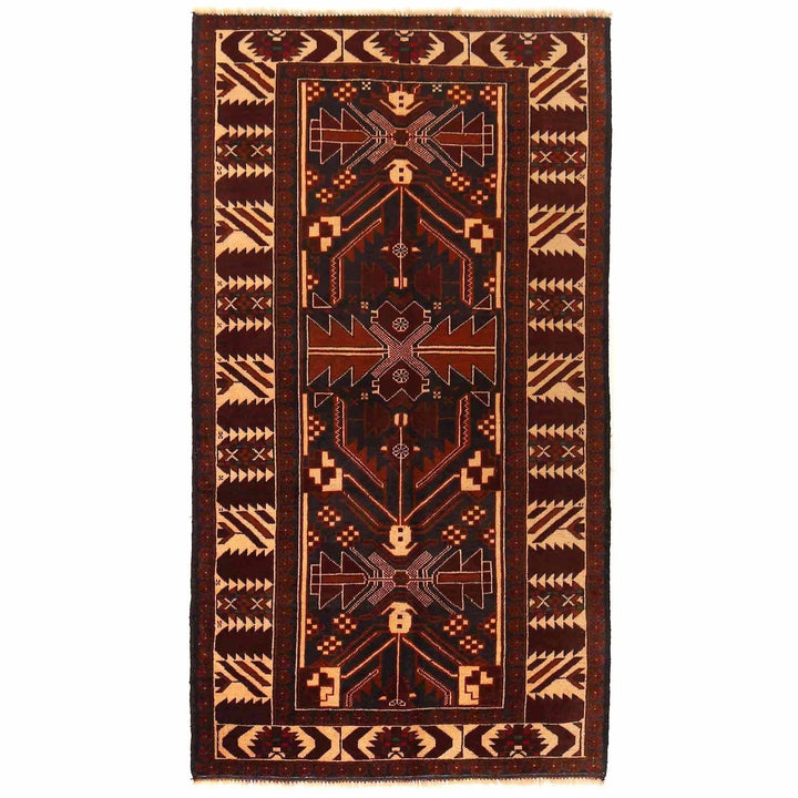 Afghan Baluchi Rug 3' 4" x 6' 3" Hand-Knotted | No. AL68287