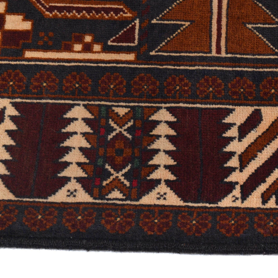 Afghan Baluchi Rug 3' 4" x 6' 3" Hand-Knotted | No. AL68287