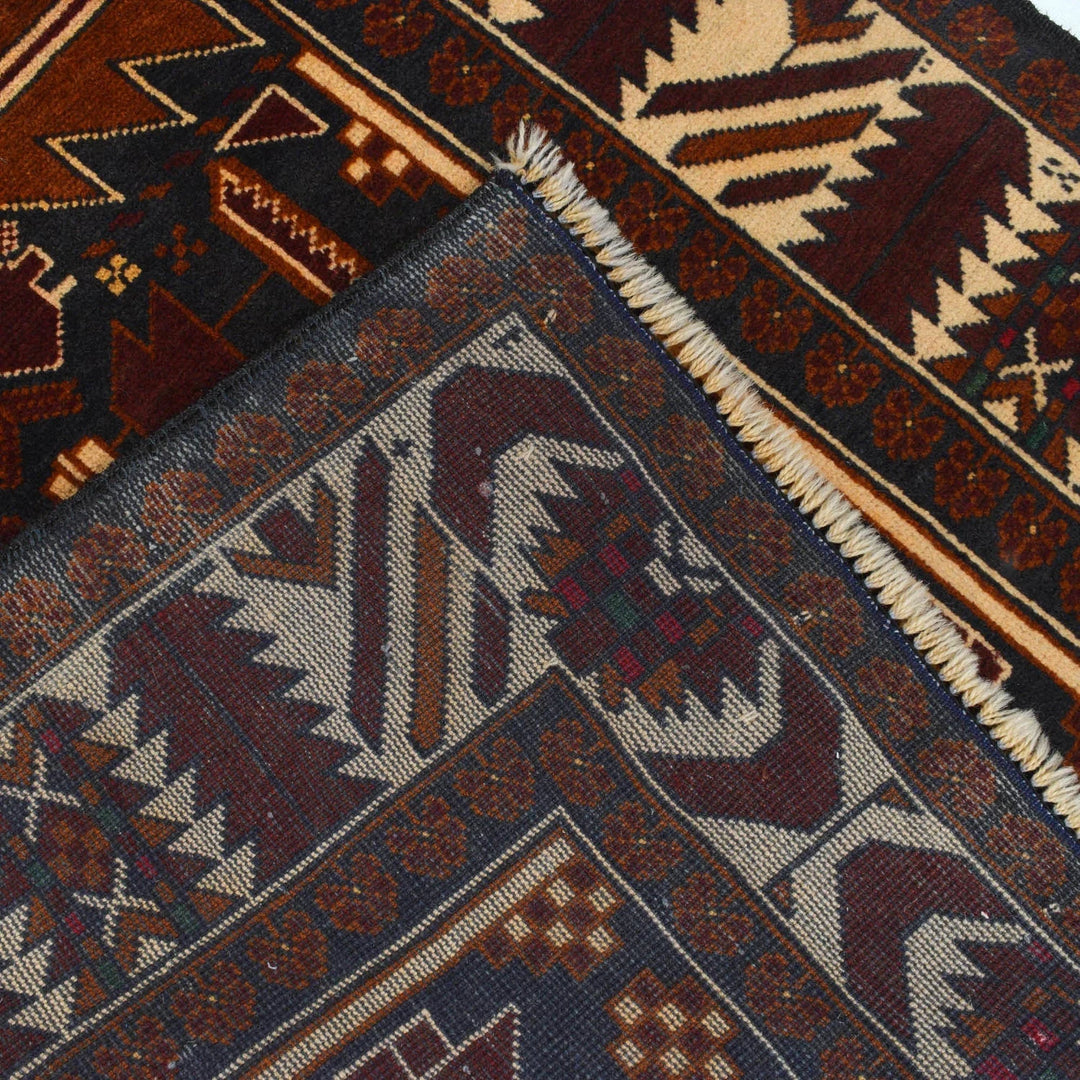 Afghan Baluchi Rug 3' 4" x 6' 3" Hand-Knotted | No. AL68287