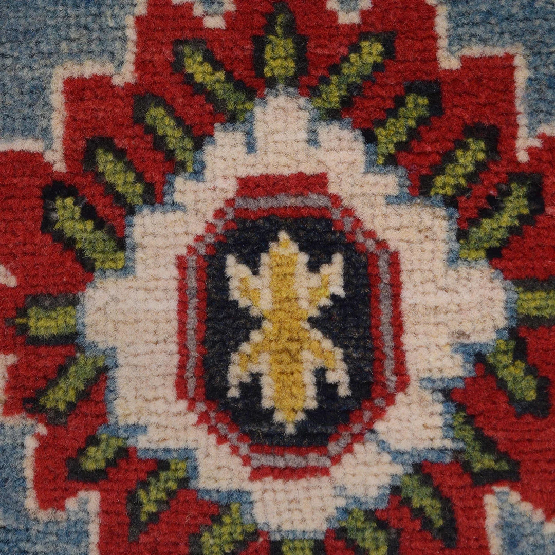 Blue Afghan Kazak Rug 3' 1" x 12' 10" Hand-Knotted | No. AL68305