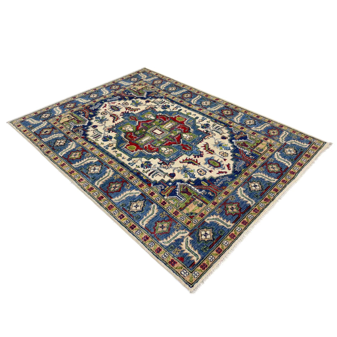 Afghan Heriz Rug 4' 0" x 5' 8" Hand-Knotted | No. AL68341