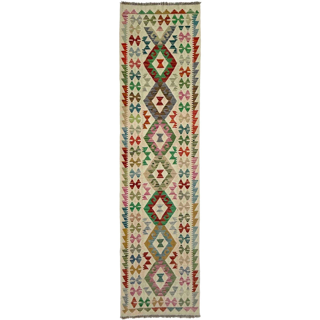 Afghan Vegetable Kilim Rug 2' 7" x 9' 9" Flat-Weave | No. AL684854
