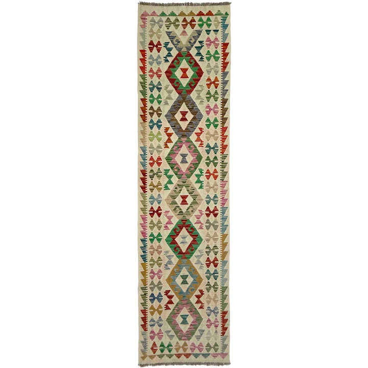 Afghan Vegetable Kilim Rug 2' 7" x 9' 9" Flat-Weave | No. AL684854