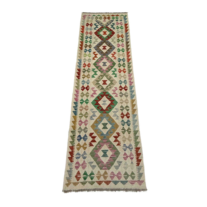 Afghan Vegetable Kilim Rug 2' 7" x 9' 9" Flat-Weave | No. AL684854