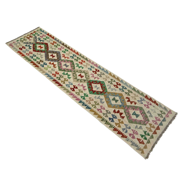 Afghan Vegetable Kilim Rug 2' 7" x 9' 9" Flat-Weave | No. AL684854