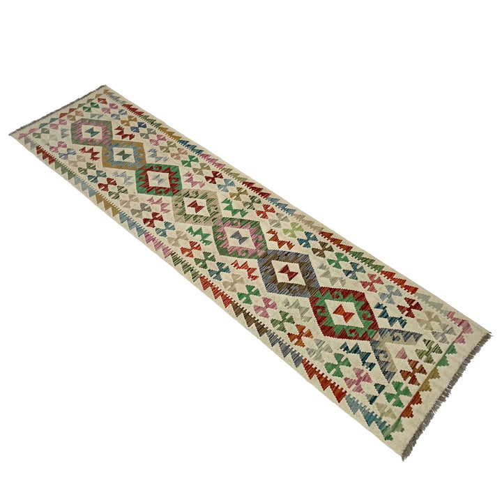 Afghan Vegetable Kilim Rug 2' 7" x 9' 9" Flat-Weave | No. AL684854