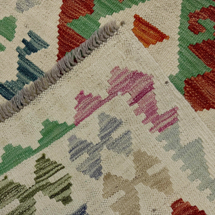 Afghan Vegetable Kilim Rug 2' 7" x 9' 9" Flat-Weave | No. AL684854