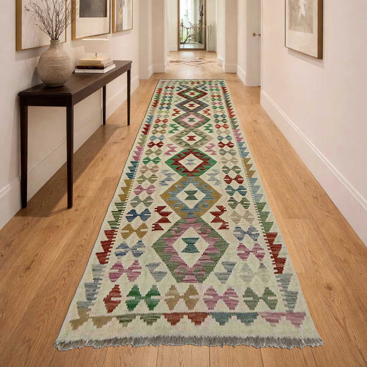 Afghan Vegetable Kilim Rug 2' 7" x 9' 9" Flat-Weave | No. AL684854