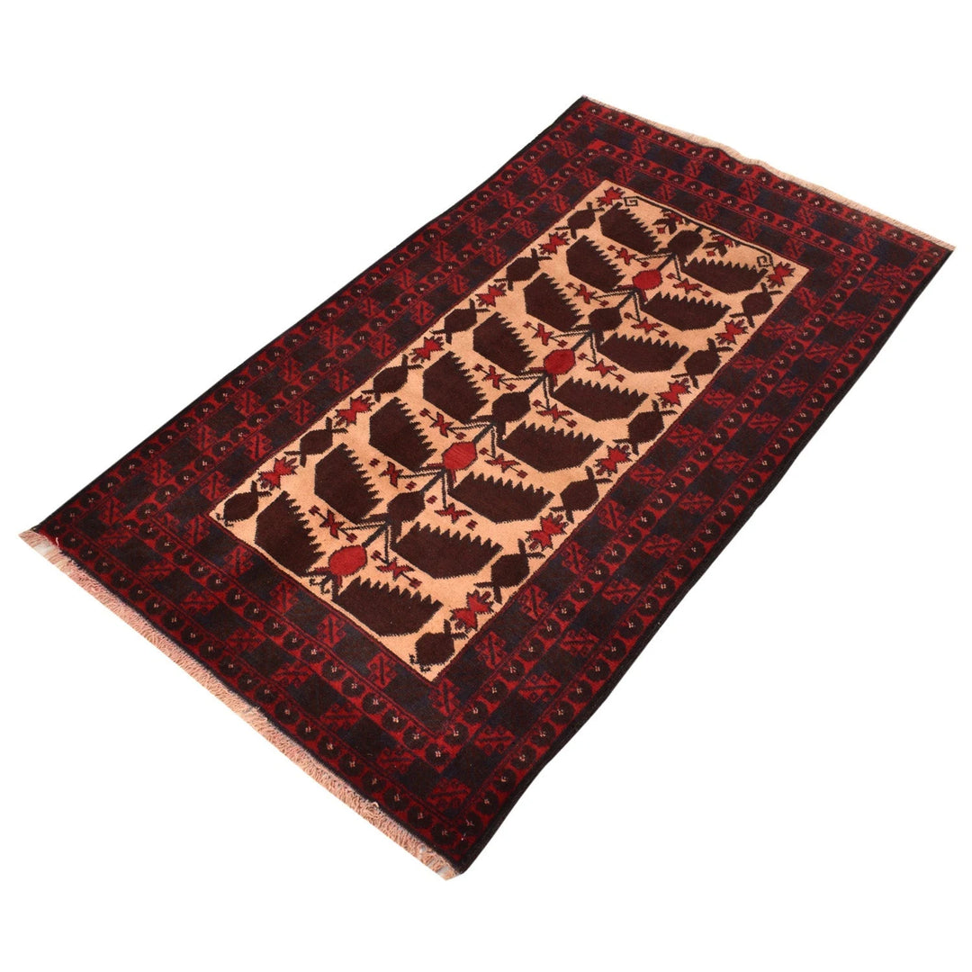 Afghan Baluchi Rug 2' 8" x 4' 9" Hand-Knotted | No. AL68496