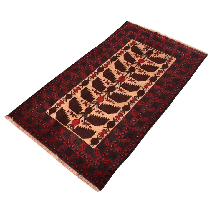 Afghan Baluchi Rug 2' 8" x 4' 9" Hand-Knotted | No. AL68496