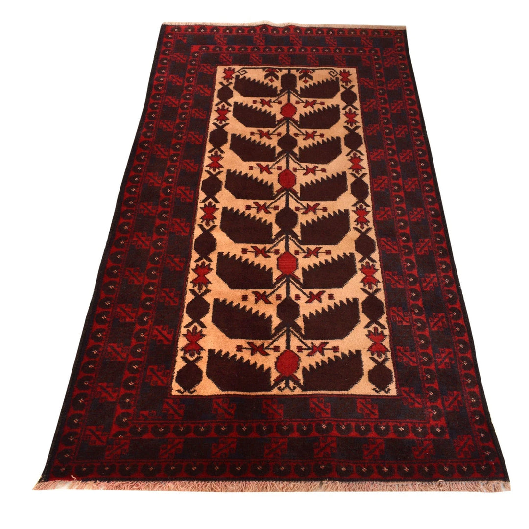 Afghan Baluchi Rug 2' 8" x 4' 9" Hand-Knotted | No. AL68496
