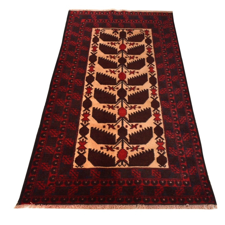 Afghan Baluchi Rug 2' 8" x 4' 9" Hand-Knotted | No. AL68496