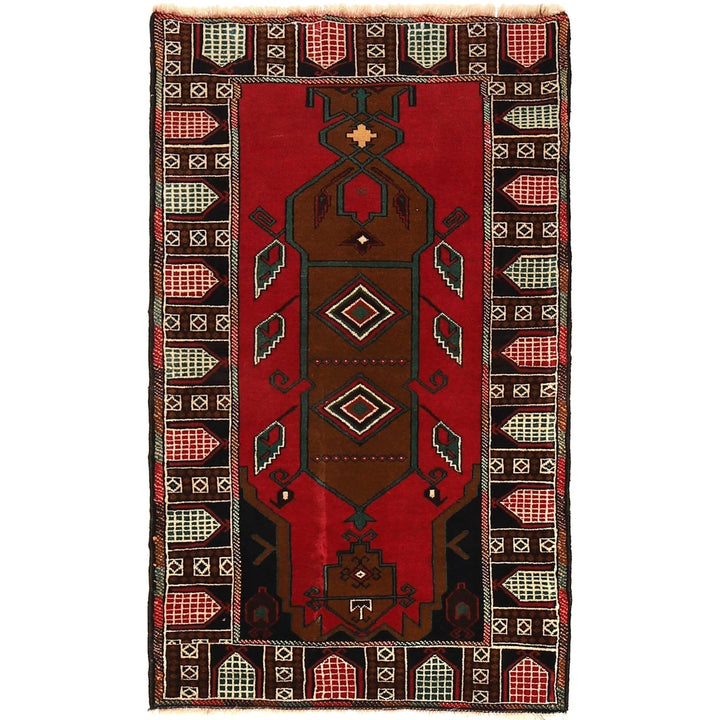 Afghan Baluchi Rug 2' 11" x 4' 10" Hand-Knotted | No. AL68654