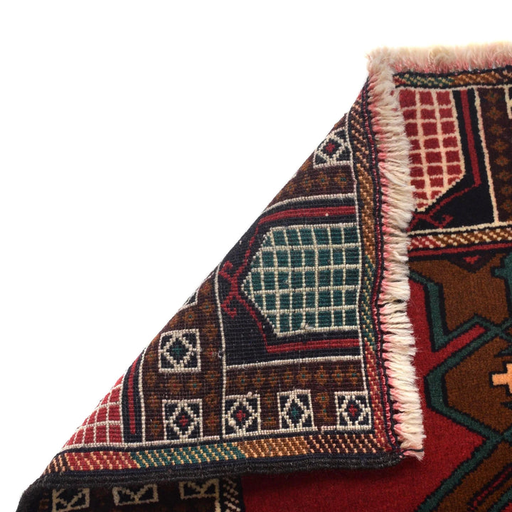 Afghan Baluchi Rug 2' 11" x 4' 10" Hand-Knotted | No. AL68654