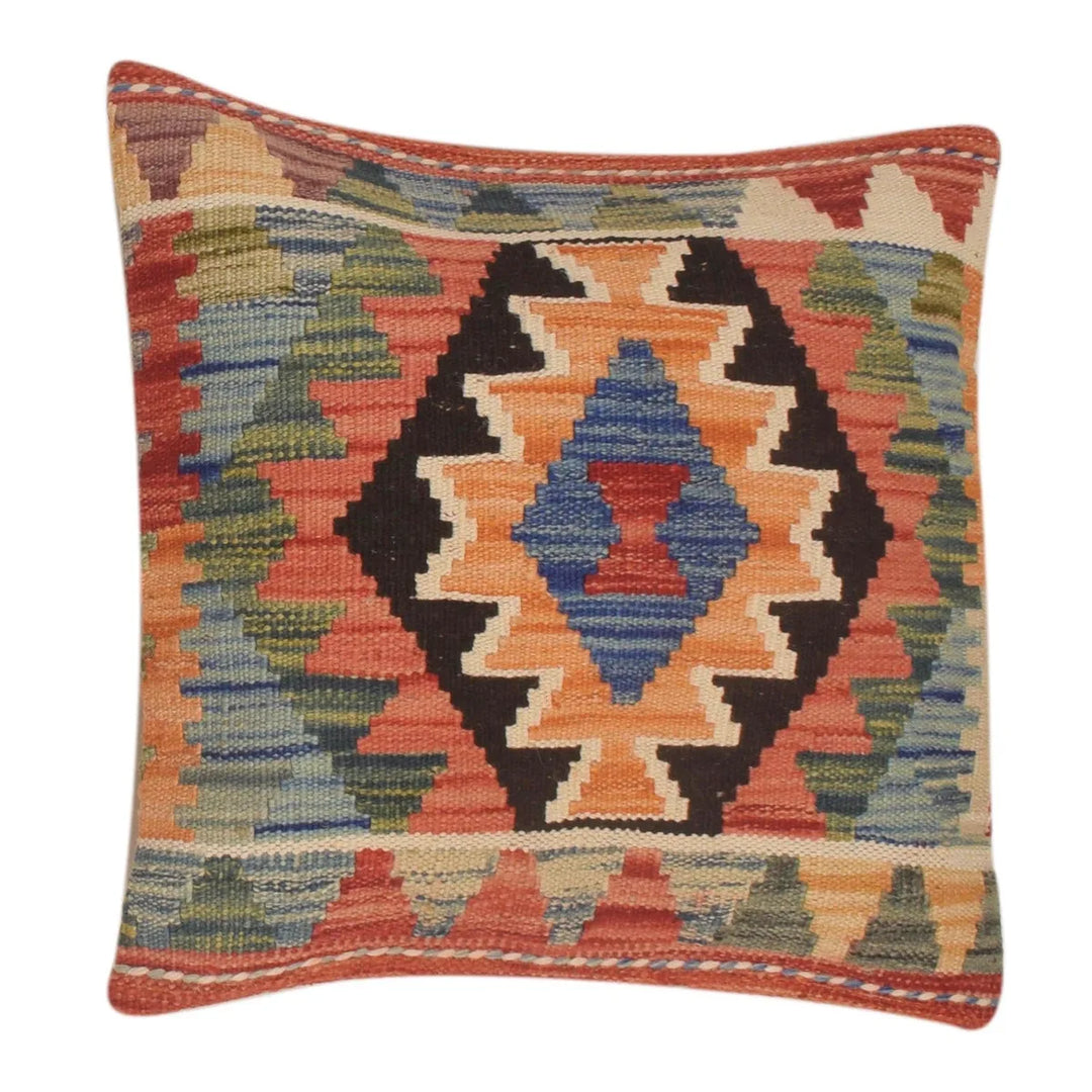 Afghan Kilim Cushion 1' 6" x 1' 7" Flat-Weave | No. AL68724