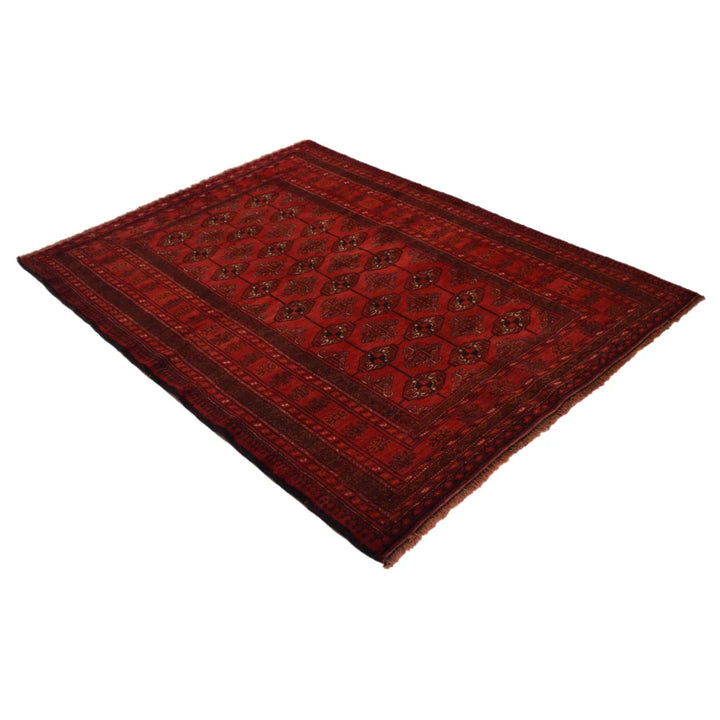 Red Afghan Baluchi Rug 4' 3" x 5' 10" Hand-Knotted | No. AL68855
