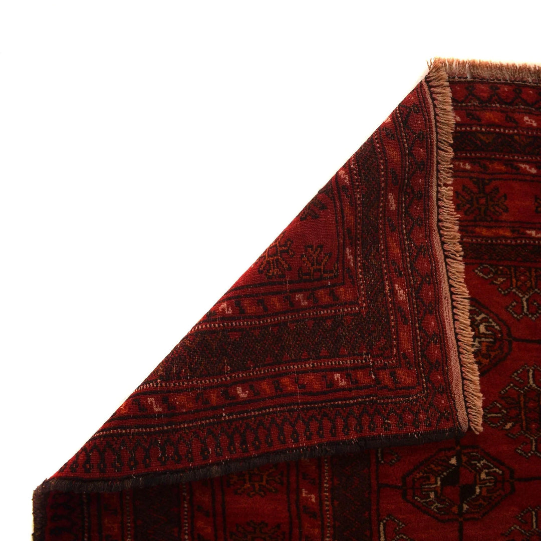 Red Afghan Baluchi Rug 4' 3" x 5' 10" Hand-Knotted | No. AL68855