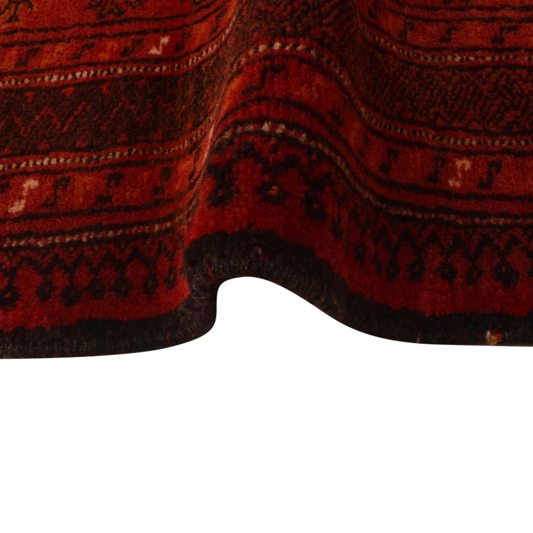 Red Afghan Baluchi Rug 4' 3" x 5' 10" Hand-Knotted | No. AL68855