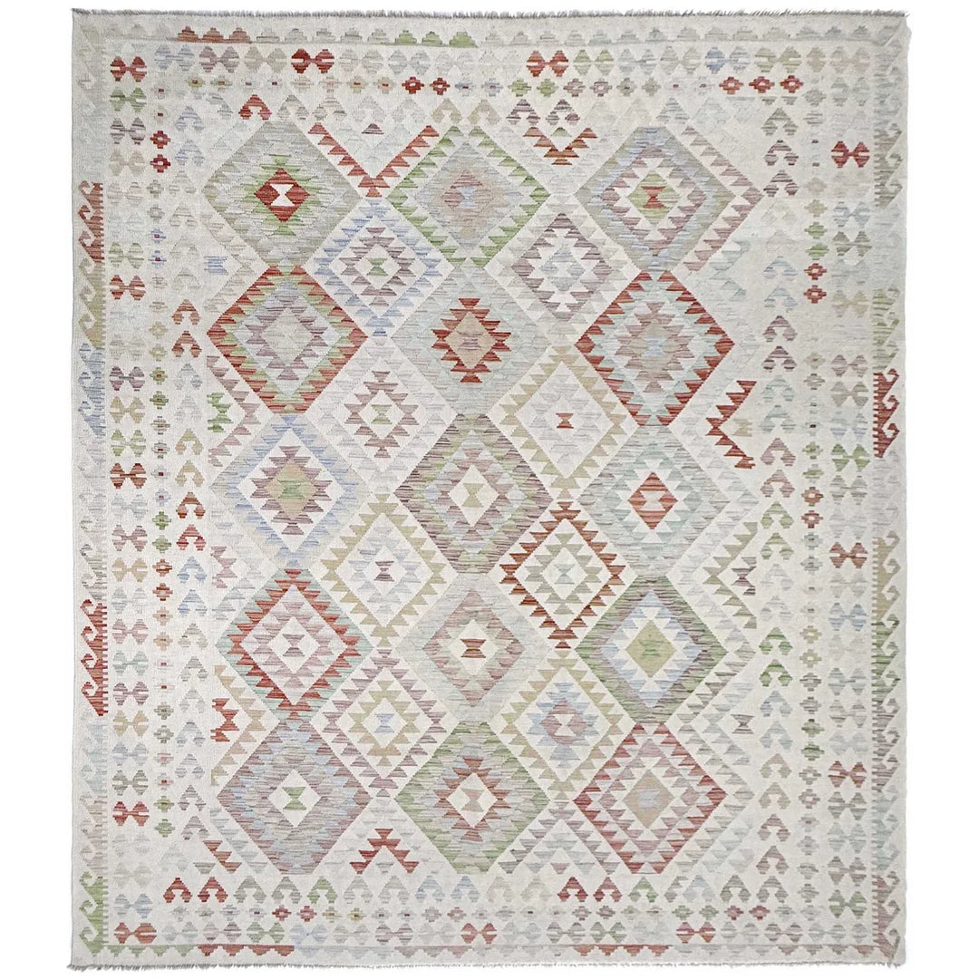 Afghan Vegetable Kilim Rug 8' 2" x 11' 4" Flat-Weave | No. AL688803