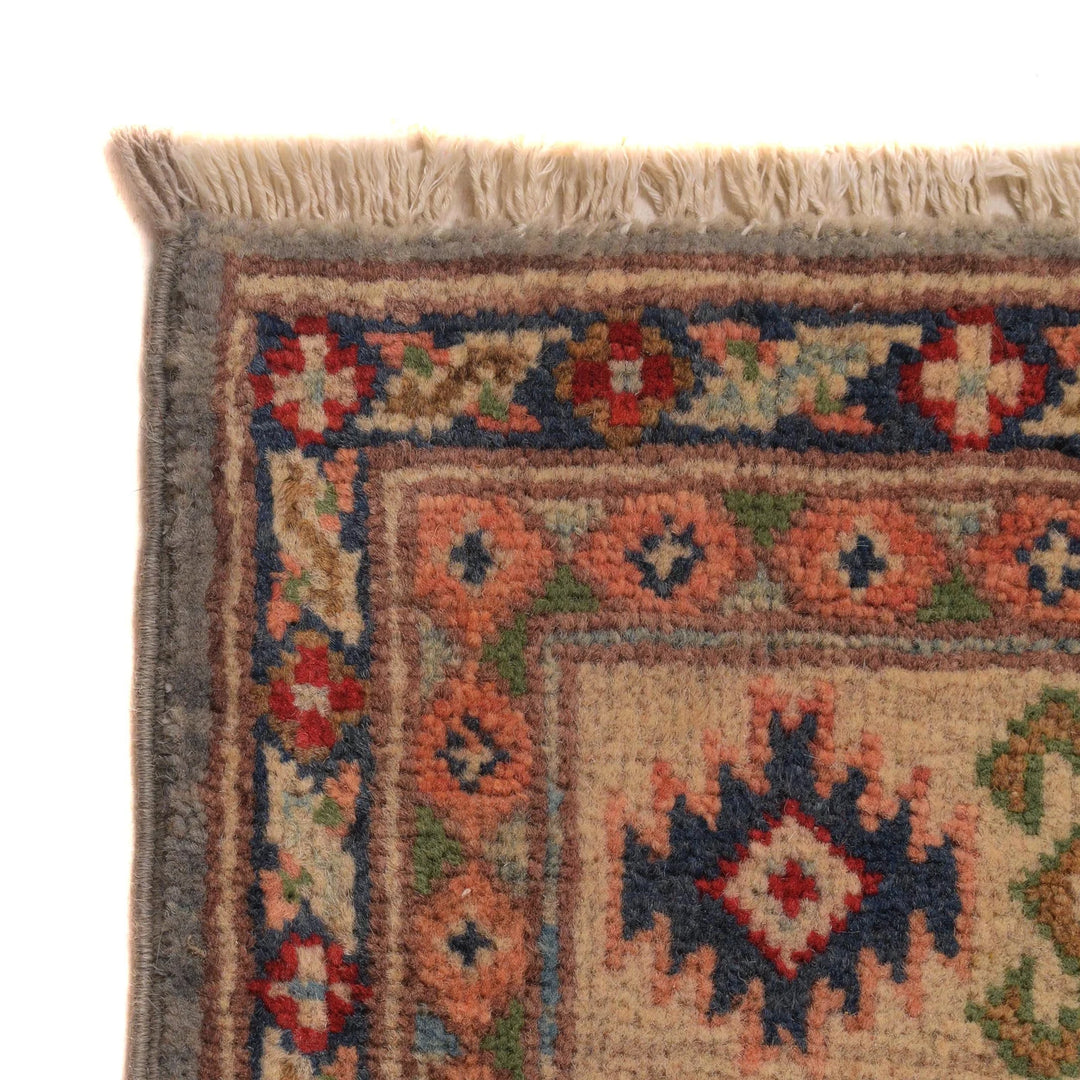 Gray Afghan Kazak Rug 3' 3" x 5' 0" Hand-Knotted | No. AL68919