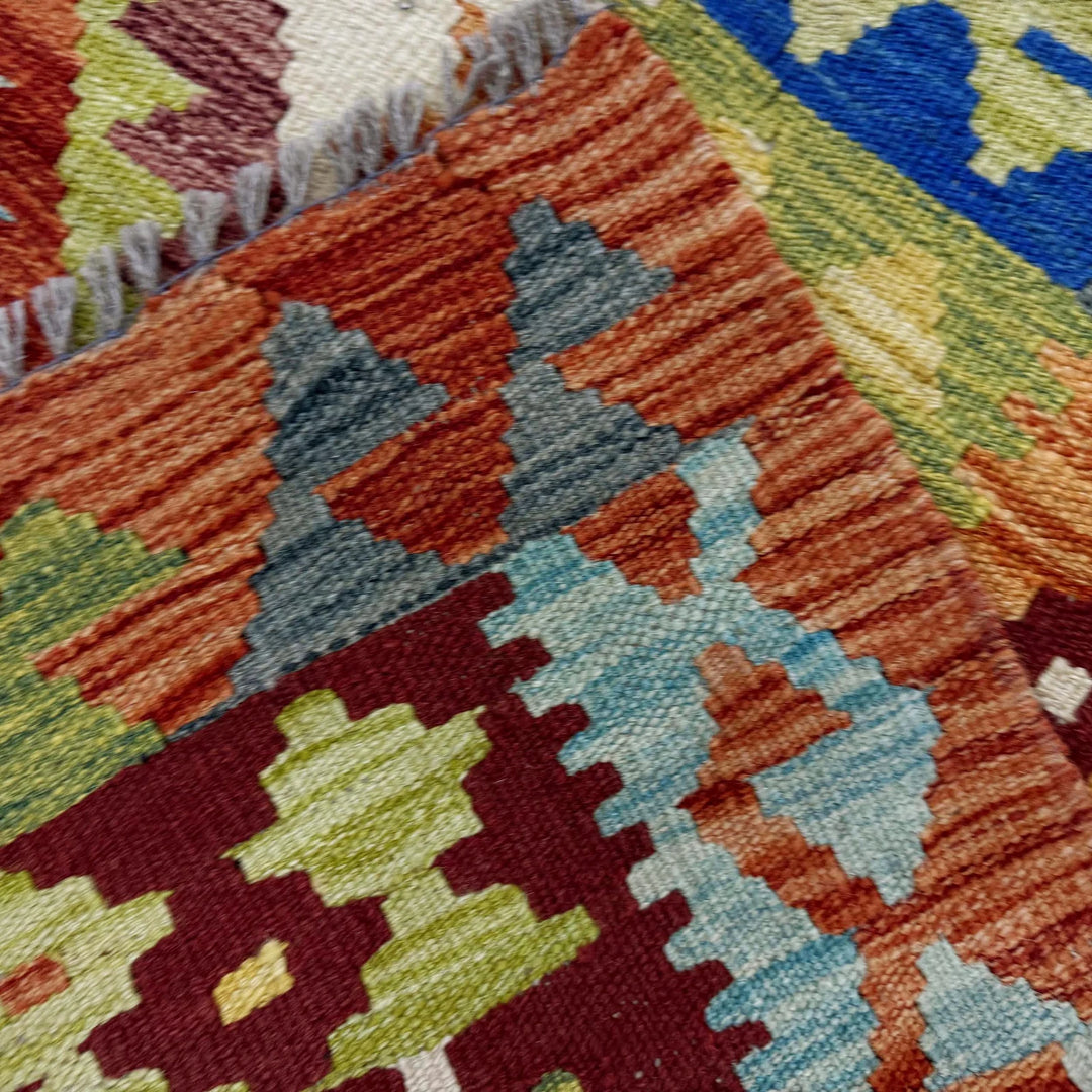 Afghan Vegetable Kilim Rug 4' 11" x 6' 7" Flat-Weave | No. AL689330