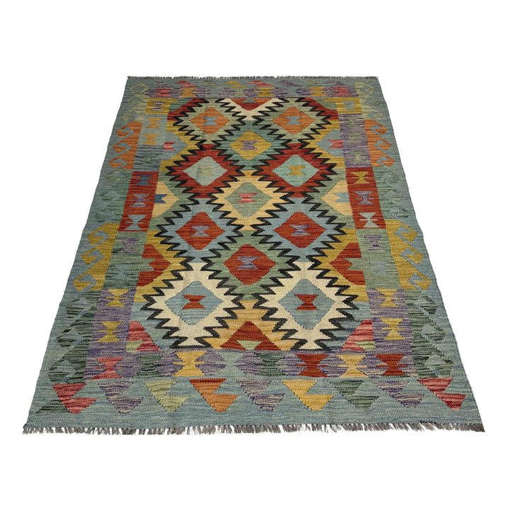 Afghan Vegetable Kilim Rug 4' 4" x 6' 8" Flat-Weave | No. AL689552