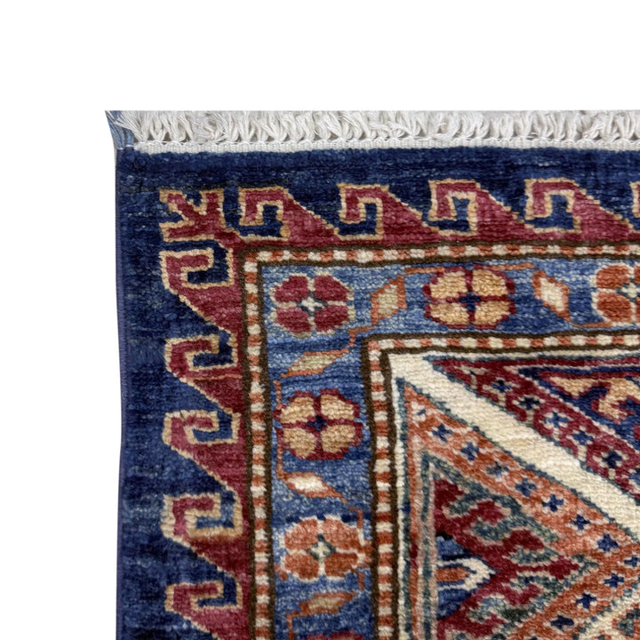 Blue Afghan Kazak Rug 5' 5" x 7' 7" Hand-Knotted | No. AL68955