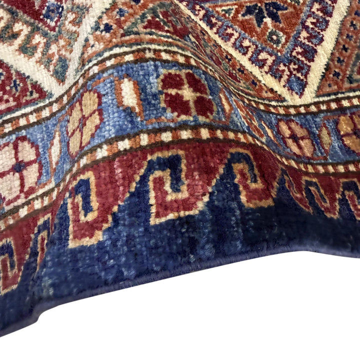 Blue Afghan Kazak Rug 5' 5" x 7' 7" Hand-Knotted | No. AL68955