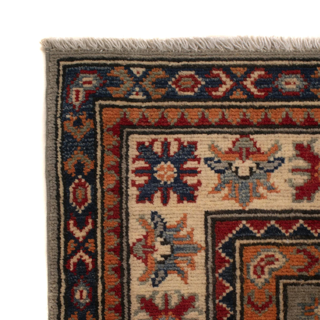 Gray Afghan Kazak Rug 4' 11" x 5' 11" Hand-Knotted | No. AL69000